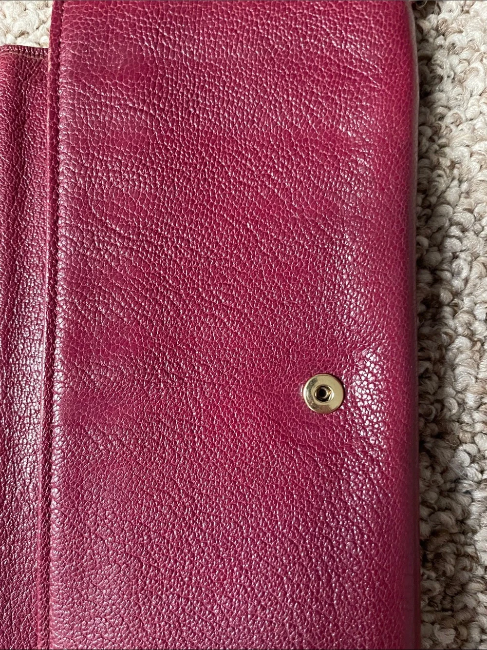 Zip-Around Burgundy Balenciaga Leather Wallet with Gold Hardware